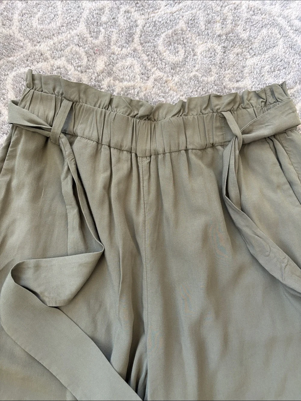 J.Crew Point Sur Olive Green Paperbag Waist Lined Culottes Cropped Pants Sz 6P